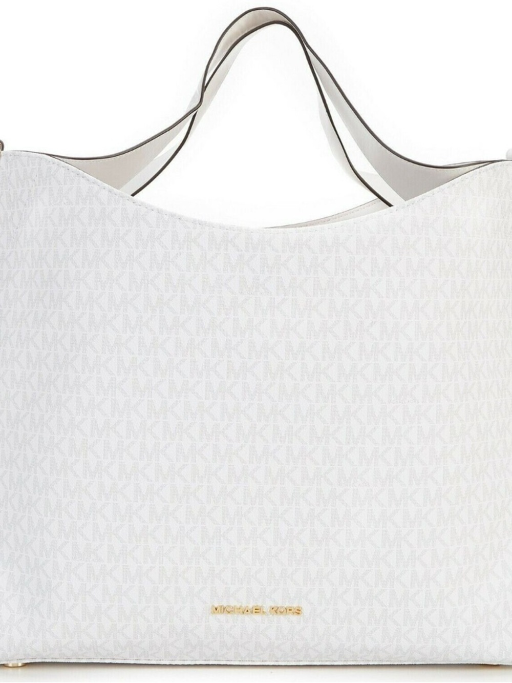Michael Kors White Logo-Print Tote with Gold Hardware